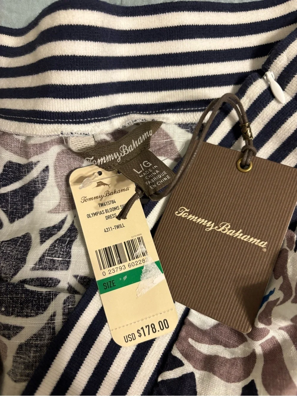 Tommy Bahama 100% Linen Strapless Floral Dress Large NWT - Picture 3 of 9